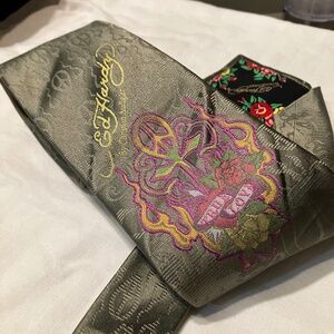 Vintage Ed Hardy silk tie True love graphic Y2K  90s